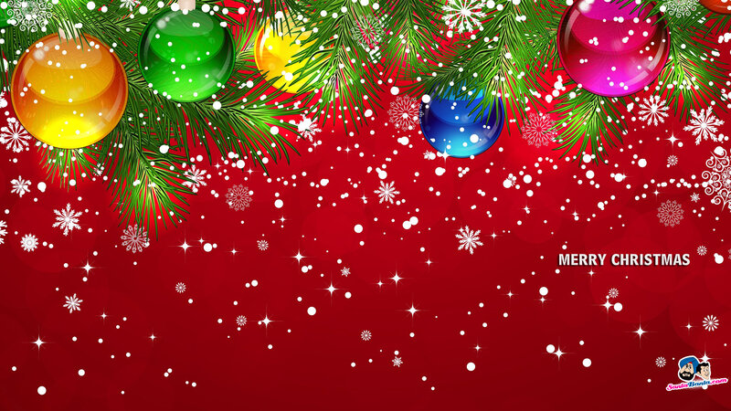 Christmas Ornaments on Pine — Red, Festive, Winter