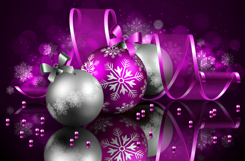 Christmas Ornaments on Purple