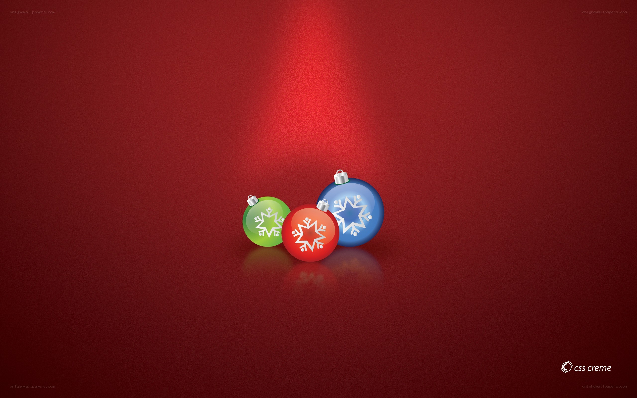 Christmas ornaments on red