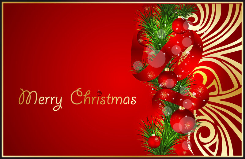 Christmas Ornaments on Red — Festive, Winter