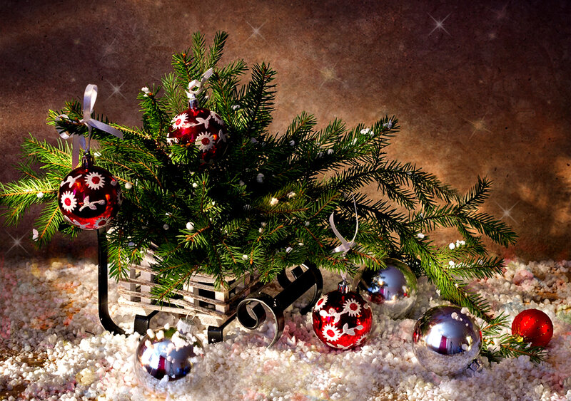 Christmas Ornaments on Sled