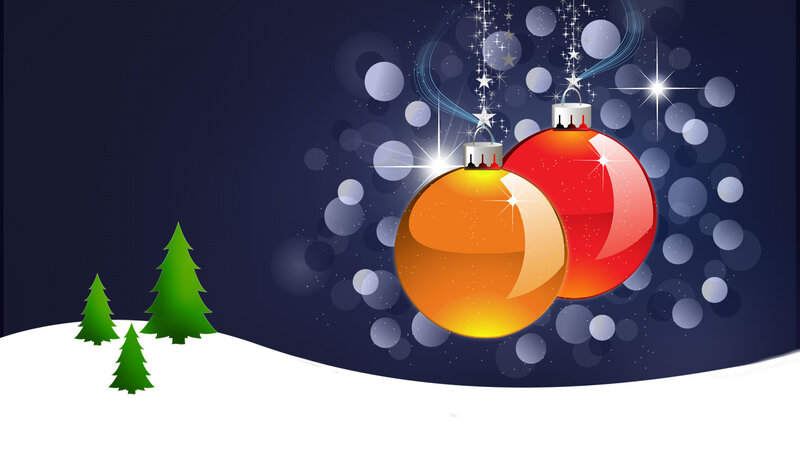Christmas Ornaments on Snow — Blue