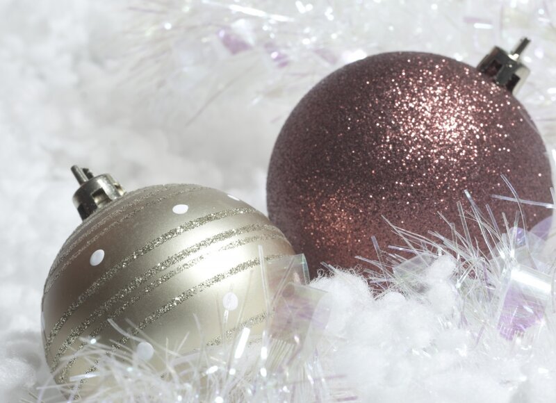 Christmas Ornaments on Snow — White