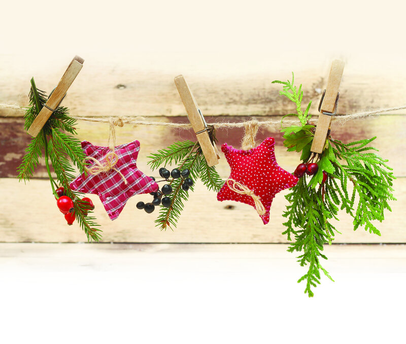 Christmas Ornaments on String — Red, Festive