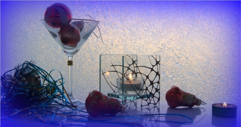 Christmas Ornaments on Table — Blue