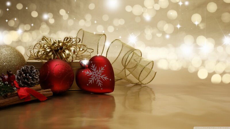 Christmas Ornaments on Table — Gold