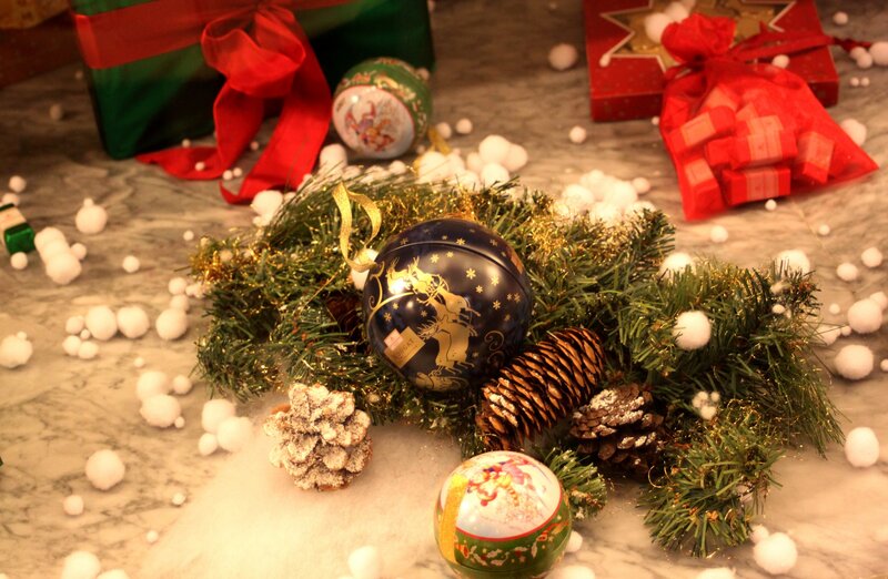 Christmas Ornaments on Table
