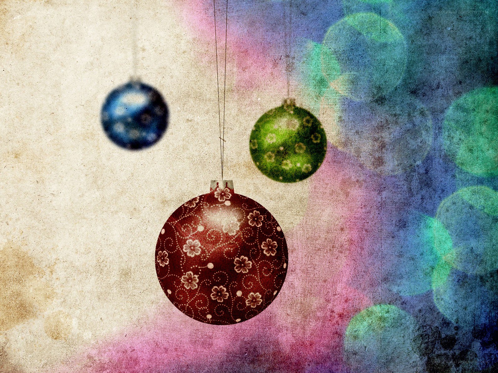 Christmas ornaments on textured background