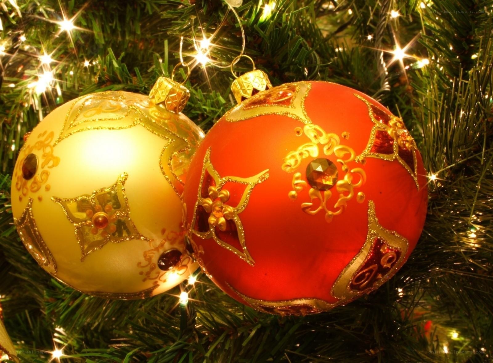 Christmas ornaments on tree