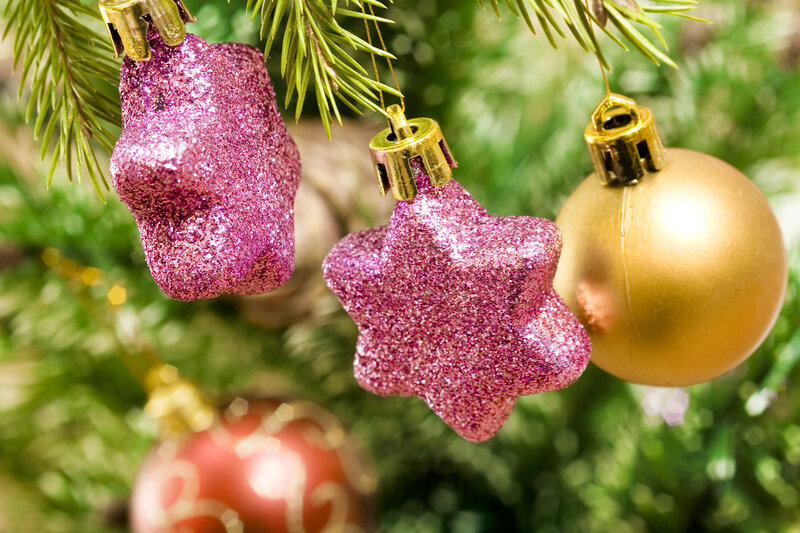 Christmas Ornaments on Tree — Pink