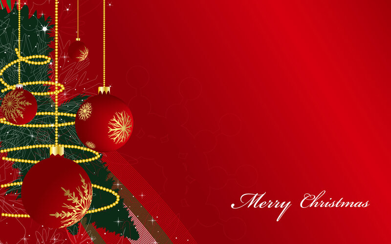 Christmas Ornaments on Tree — Red, Festive, Winter, Vector Art