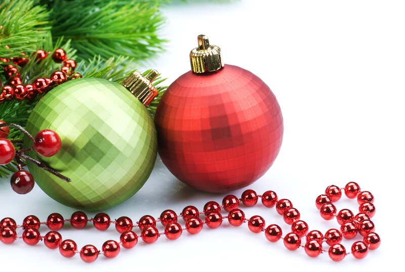 Christmas Ornaments on White — Red, Festive