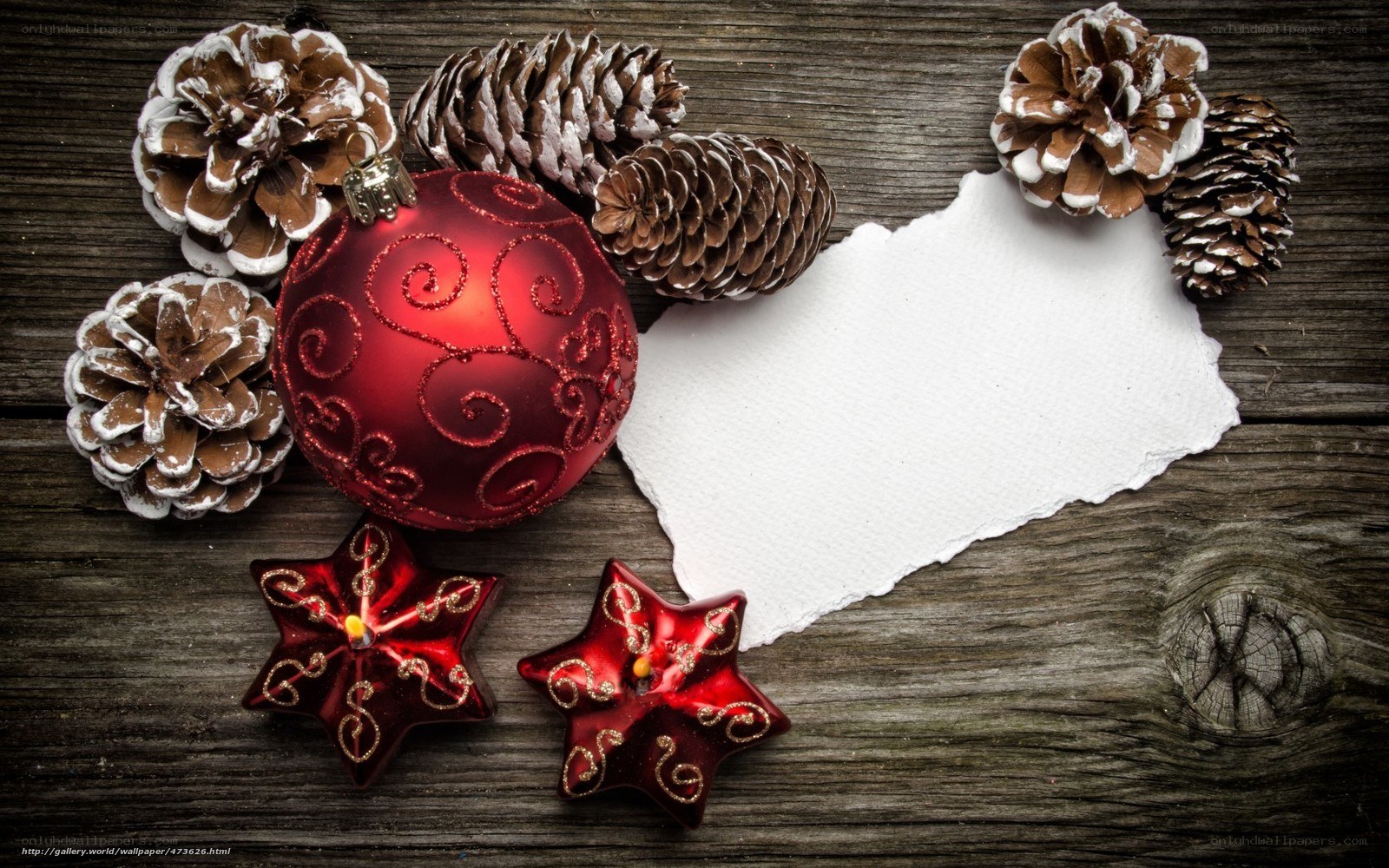 Christmas ornaments on wood