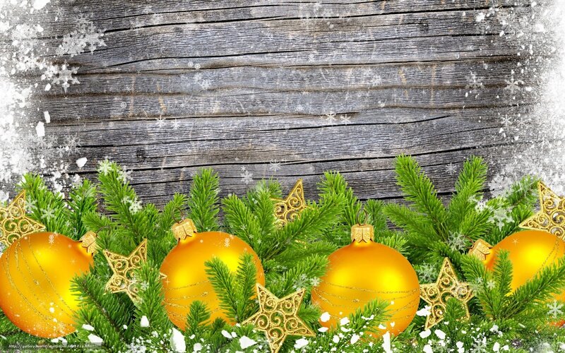 Christmas ornaments on wood