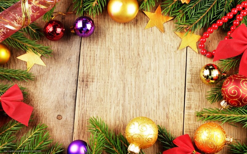 Christmas ornaments on wood