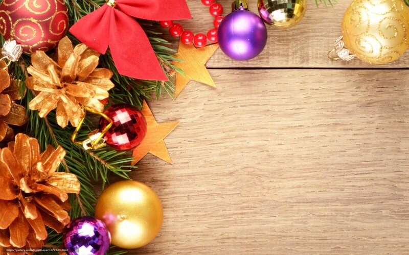 Christmas ornaments on wood