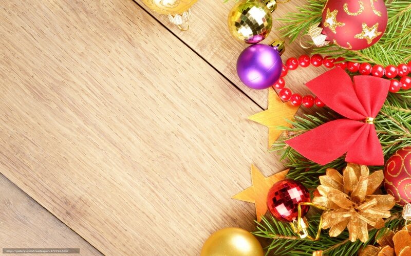 Christmas ornaments on wood
