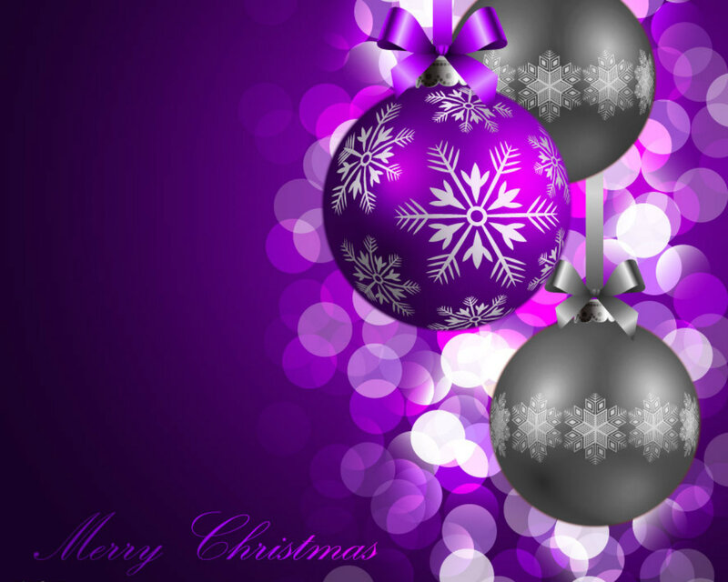 Christmas Ornaments — Purple, Festive, Winter, Digital Art, Snowflakes