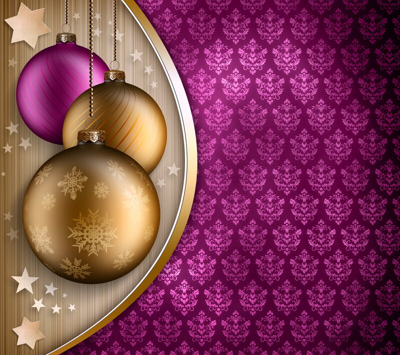 Christmas Ornaments — Purple, Festive, Winter, Digital Art, Stars, Snowflakes