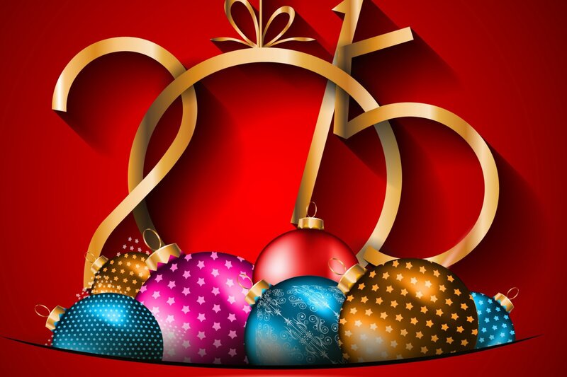 Christmas Ornaments — Red, Festive, Digital Art, Ribbon