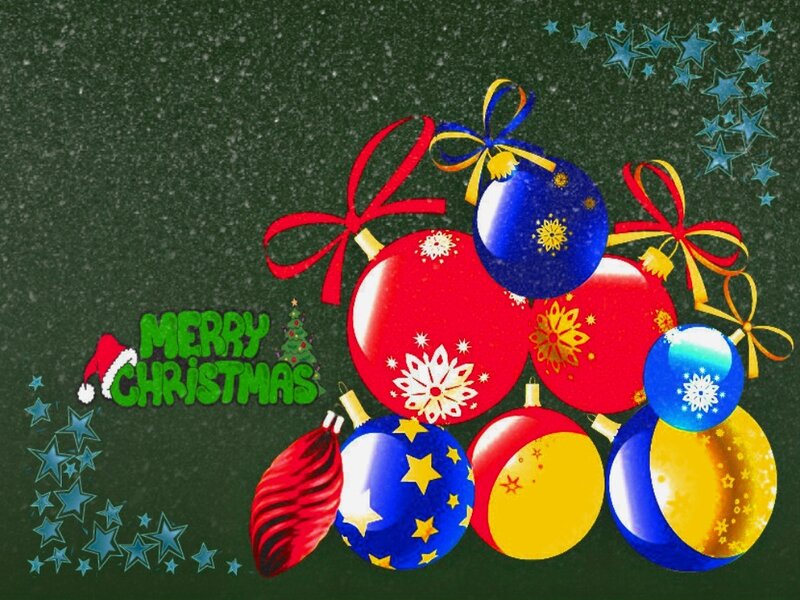 Christmas Ornaments — Red, Festive, Winter, Digital Art, Stars, Bows