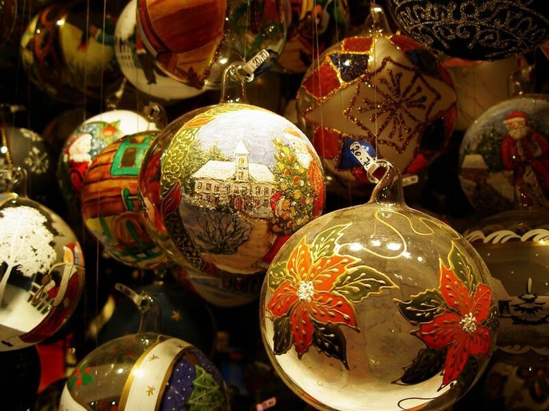 Christmas Ornaments — Red, Festive, Winter, Photograph, Santa Claus