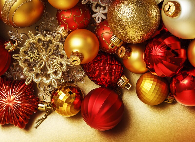 Christmas Ornaments — Red, Festive, Winter, Photograph, Snowflake Ornament