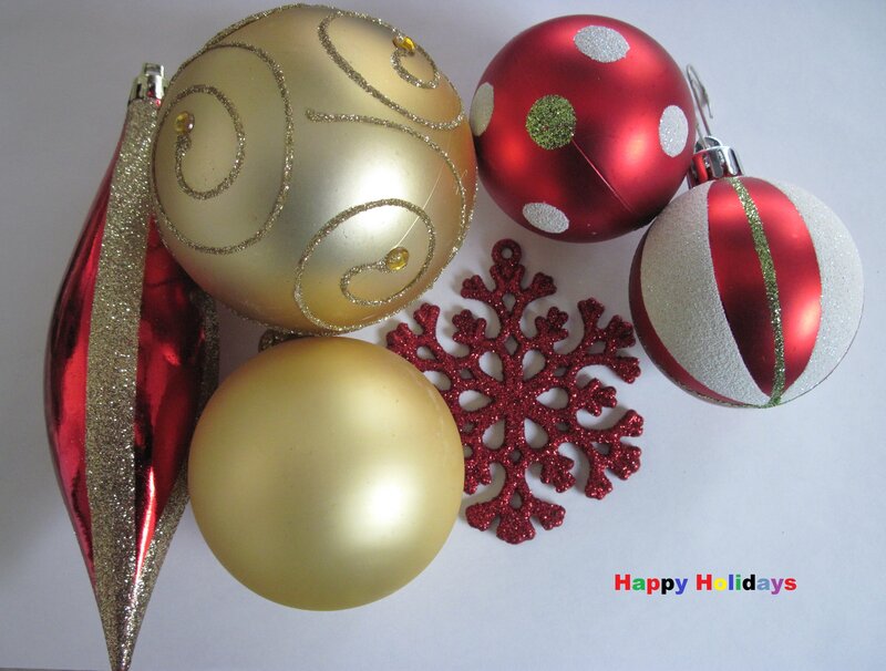 Christmas Ornaments — Red, Festive, Winter, Photograph, Snowflake