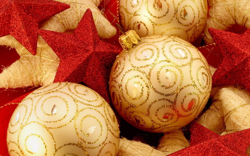 Christmas Ornaments — Red, Festive, Winter, Photograph, Stars