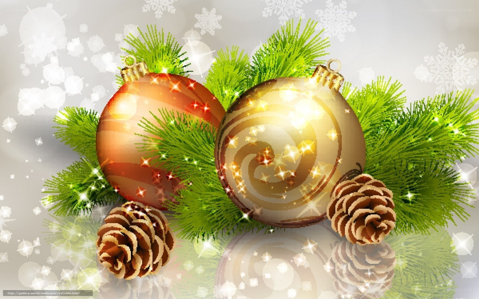 Christmas ornaments with pine branches