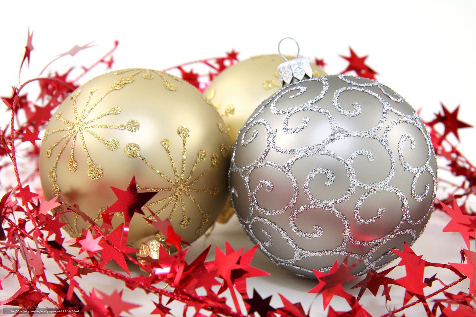 Christmas ornaments with red stars