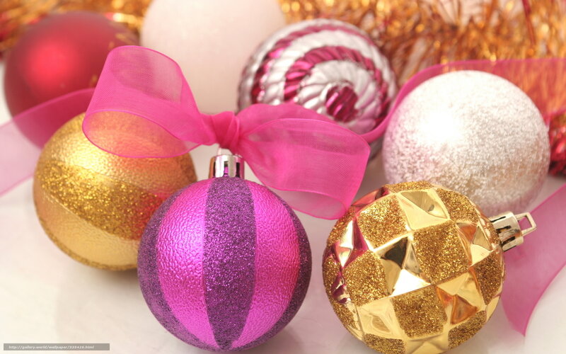 Christmas Ornaments with Ribbon — Pink