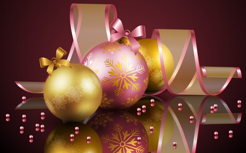 Christmas ornaments with ribbons