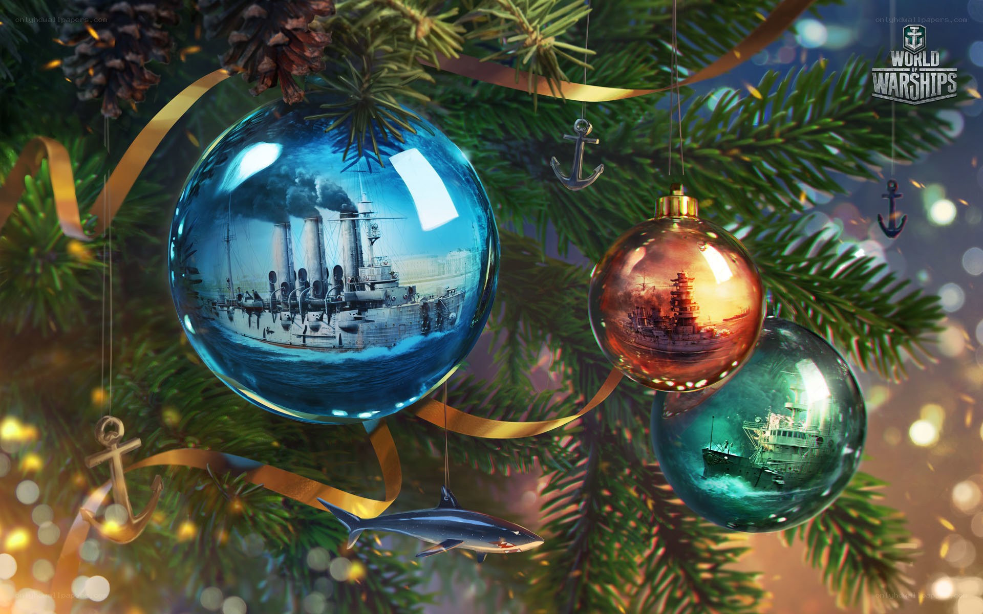 Christmas ornaments with warships