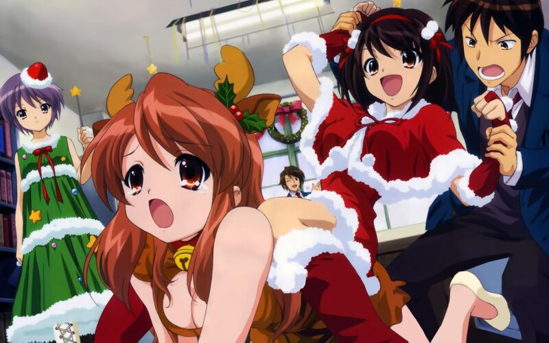 Christmas party anime scene