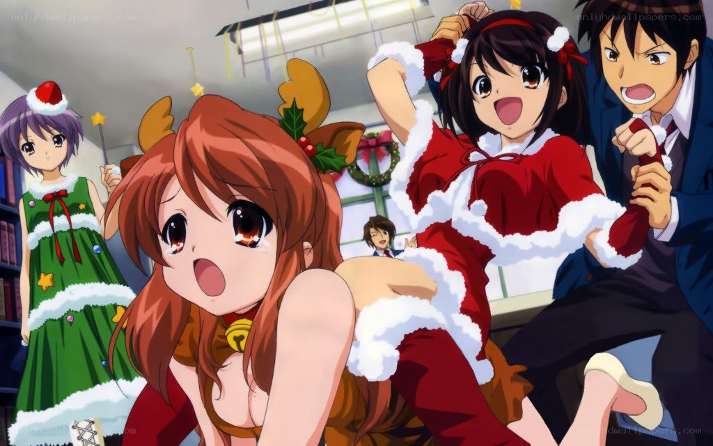 Christmas party anime scene