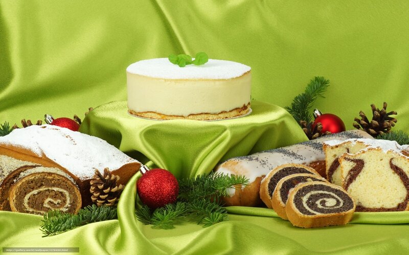 Christmas Pastries on Green Cloth