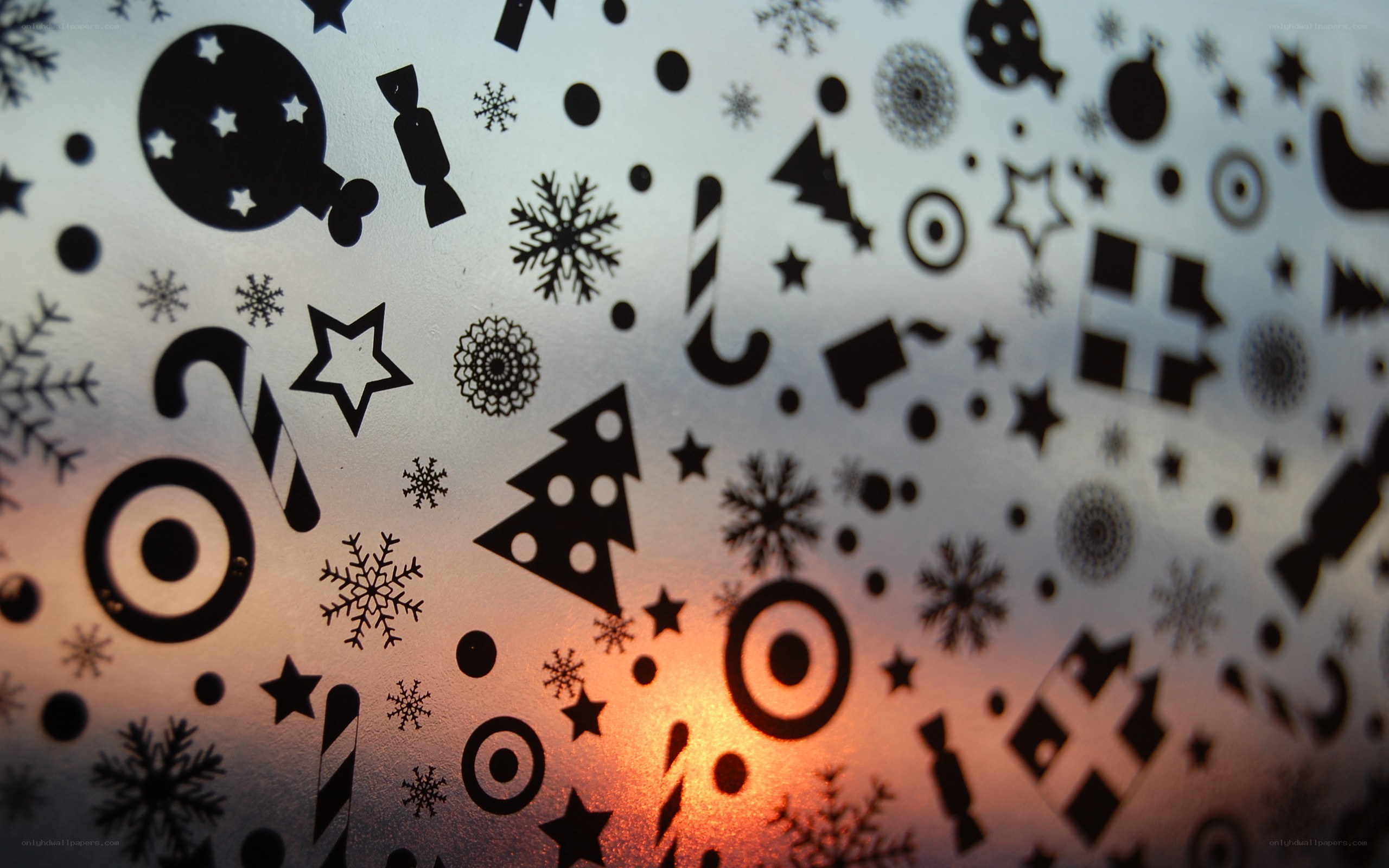 Christmas pattern on frosted glass