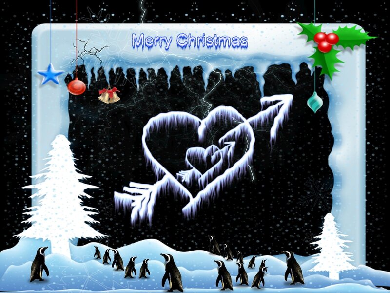 Christmas penguin scene