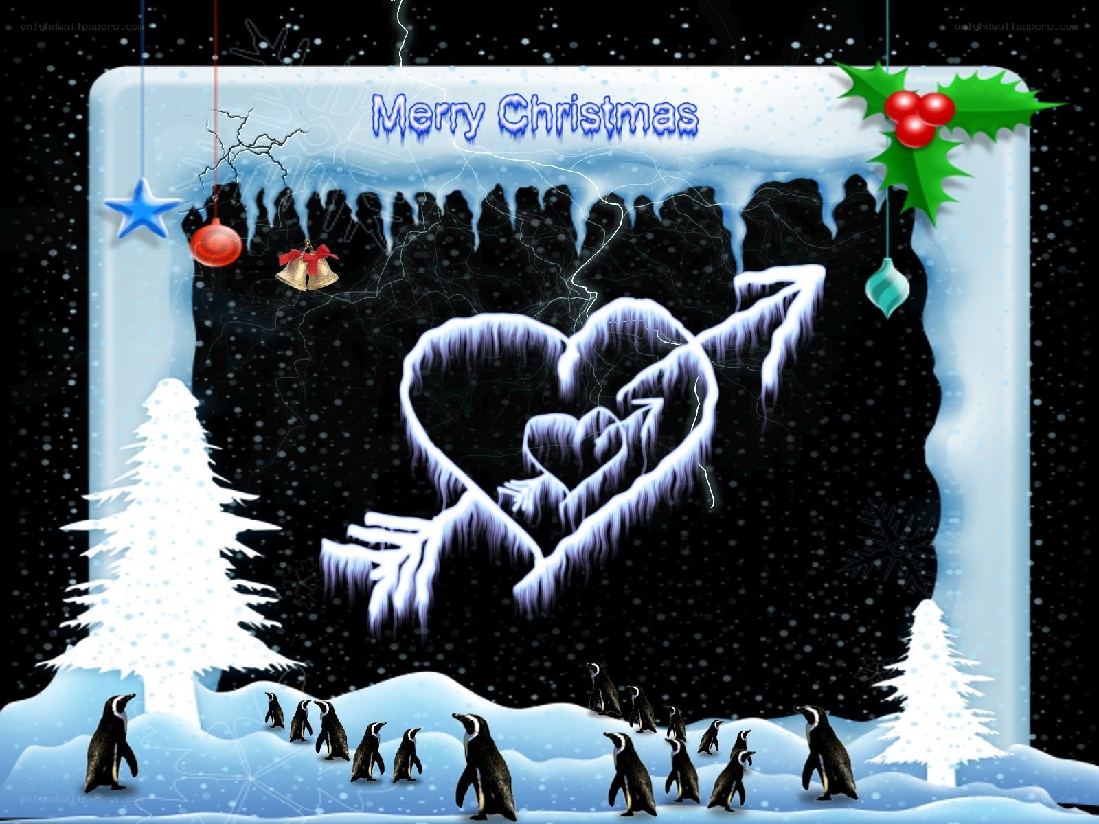 Christmas penguin scene