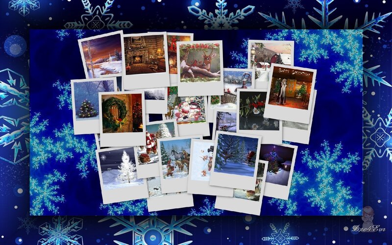 Christmas Photo Collage — Blue, Festive, Night, Digital Art