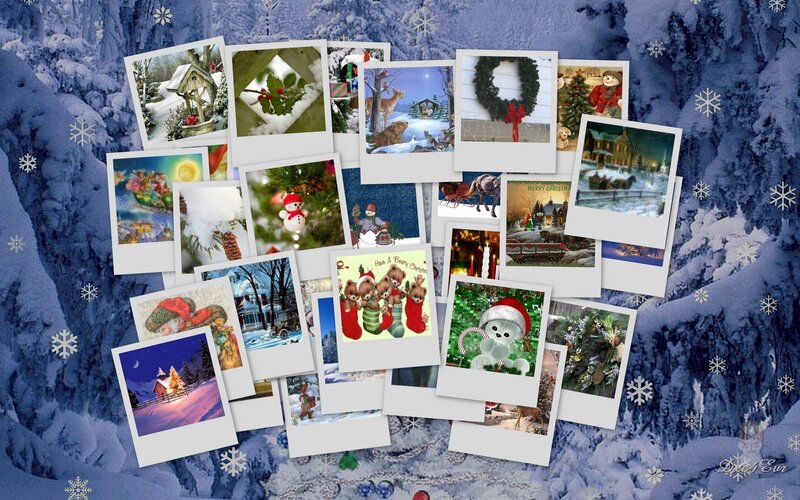 Christmas Photo Collage — Blue, Festive, Night