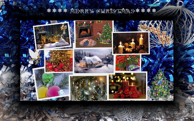 Christmas Photo Collage — Blue, Festive, Winter