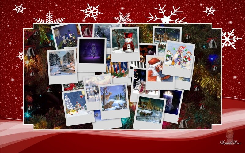 Christmas Photo Collage — Red, Festive, Winter