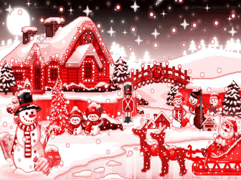 Christmas pixel art scene