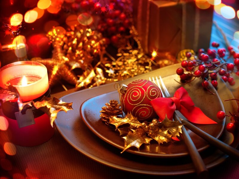 Christmas Place Setting — Red, Festive, Night