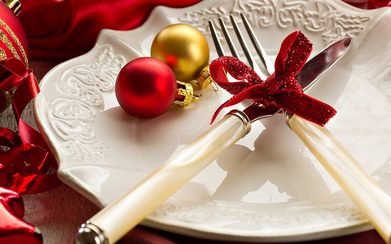 Christmas Place Setting — Red, Festive, Winter, Photograph