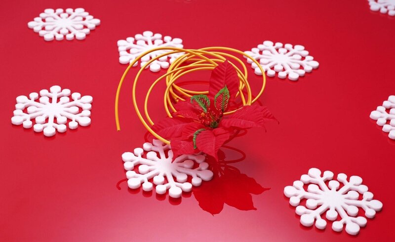 Christmas poinsettia and snowflakes