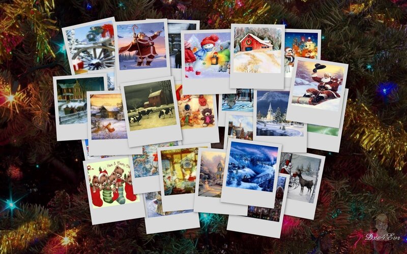 Christmas Polaroid Collage — Green