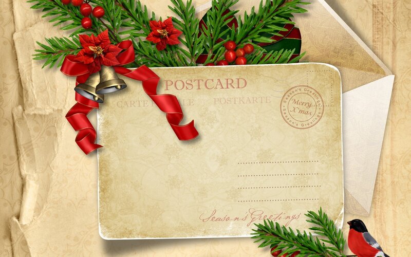 Christmas Postcard — Beige, Festive
